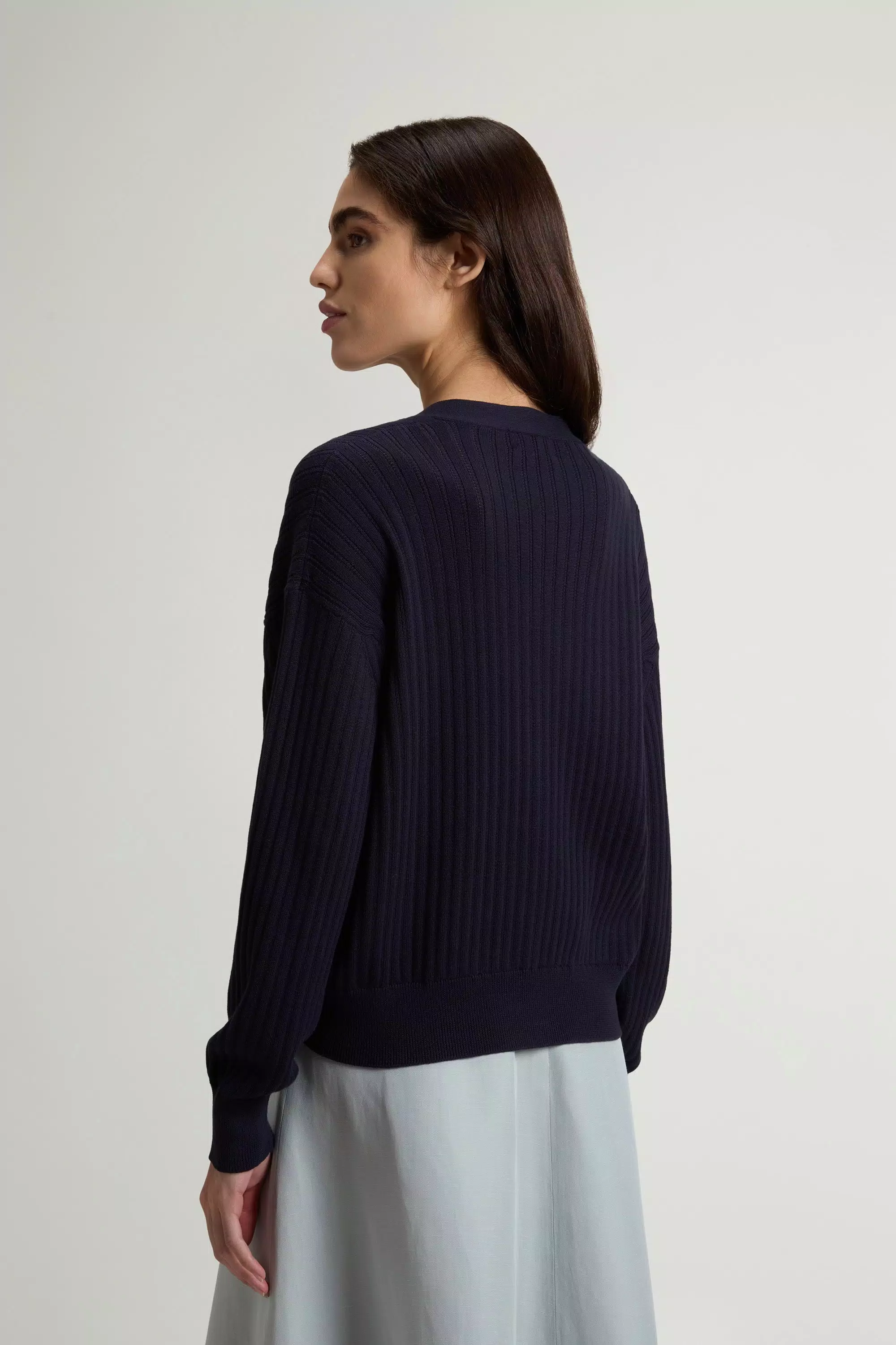 Cardigan in Cotone Puro - Blu Melton