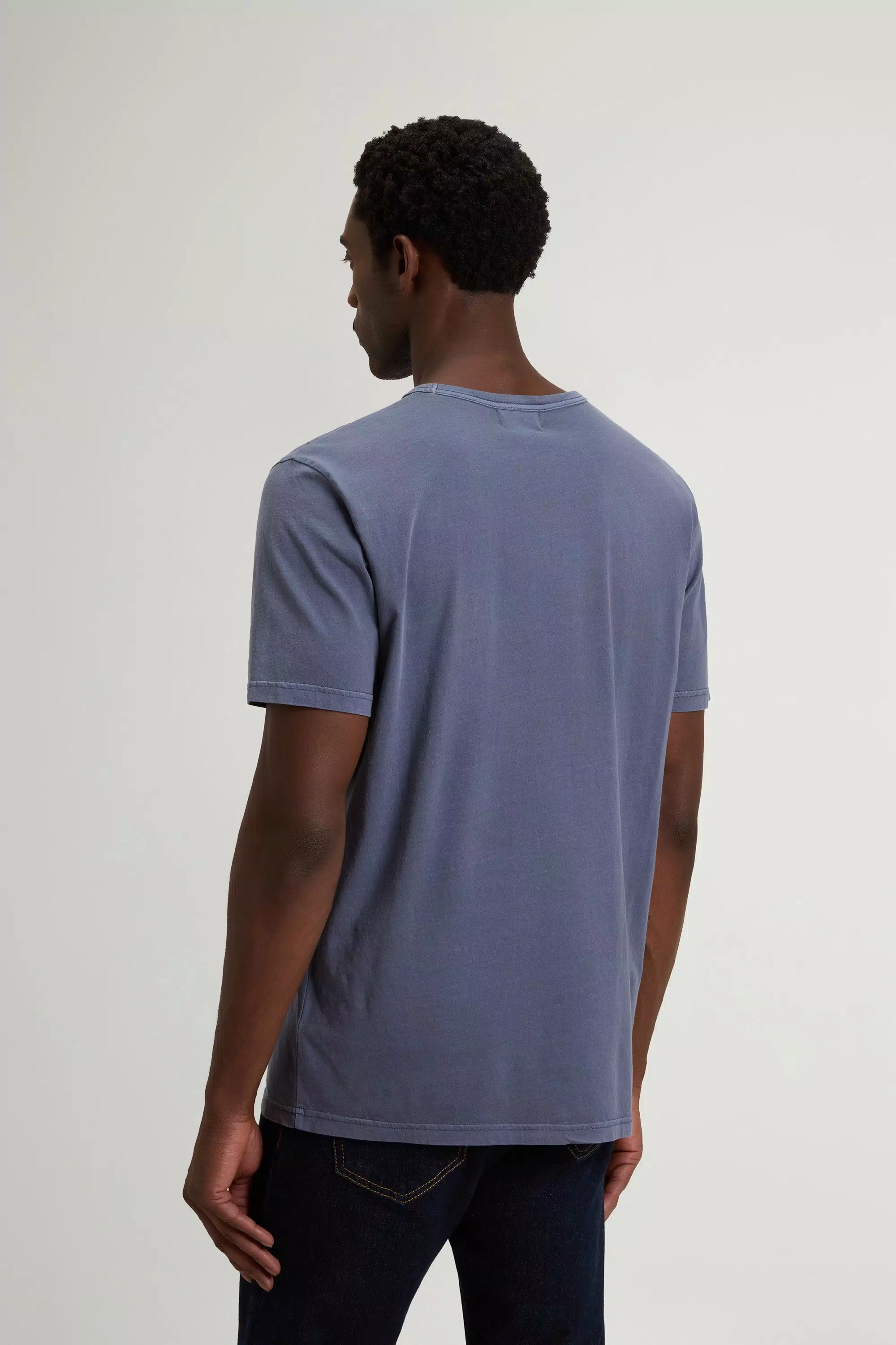 T-shirt in Cotone Puro Dyeato in Fabbrica - Grisaille Sbiadito