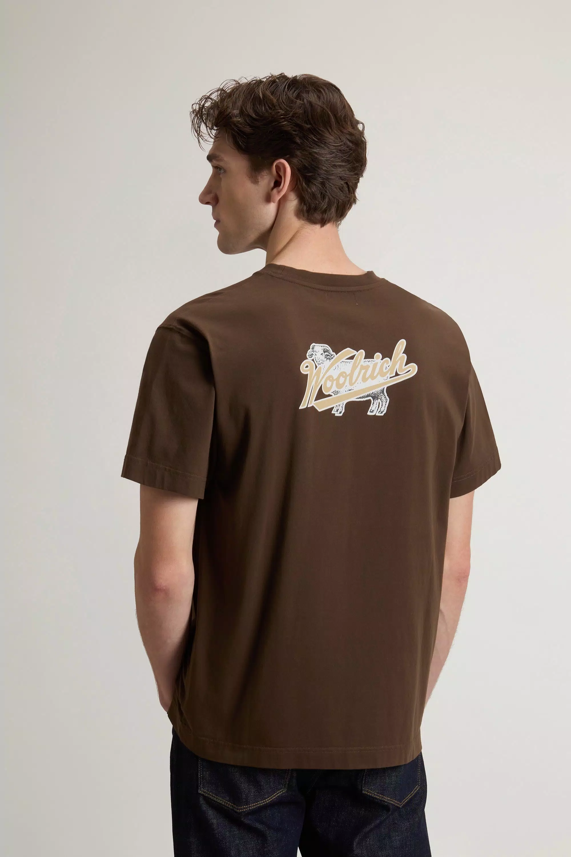 T-Shirt in Cotone Puro con Logo - Nero Grigio