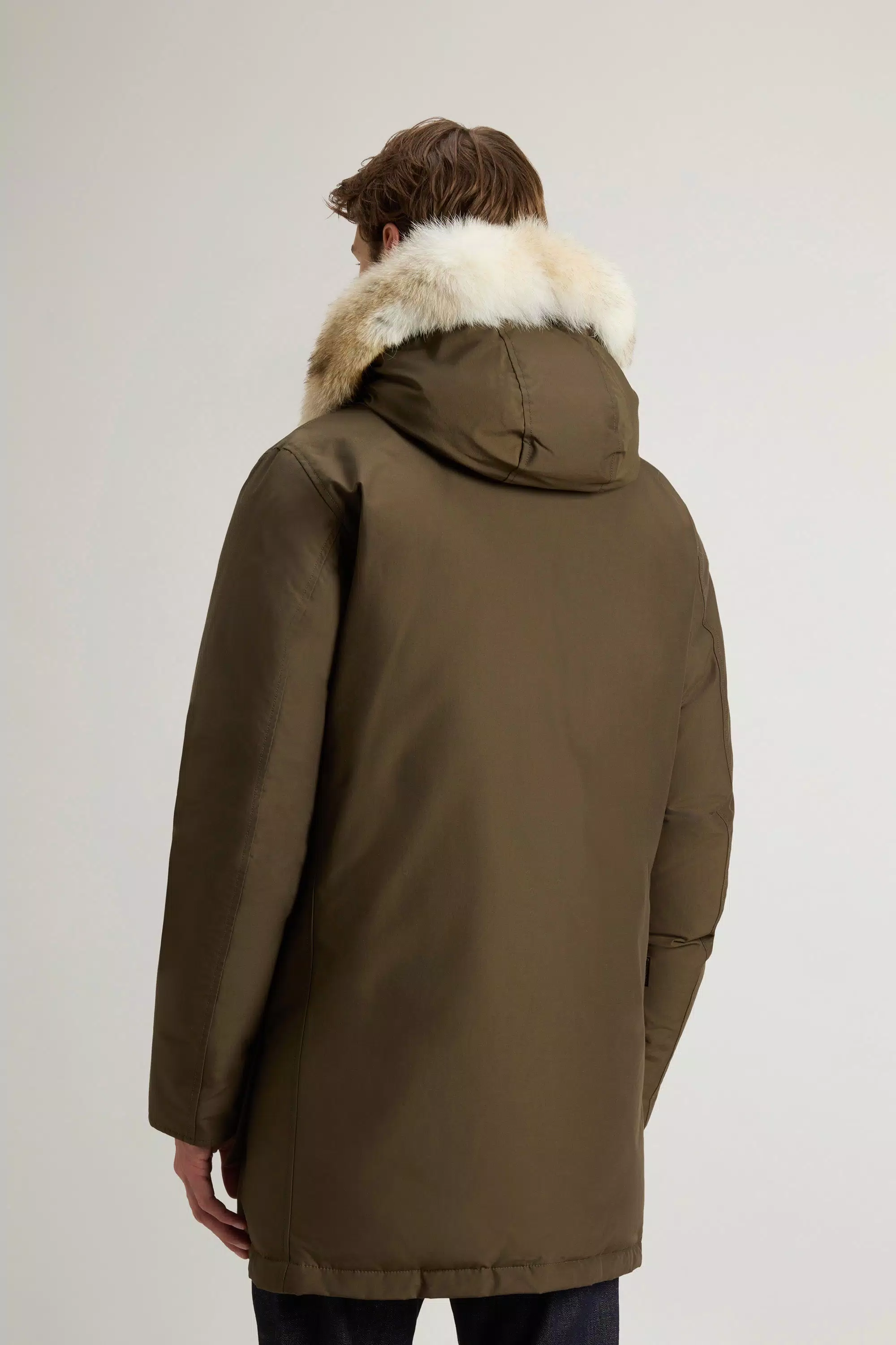 Parka Artica in Tessuto Ramar con Bordo in Pelliccia Rimovibile - Verde Scuro